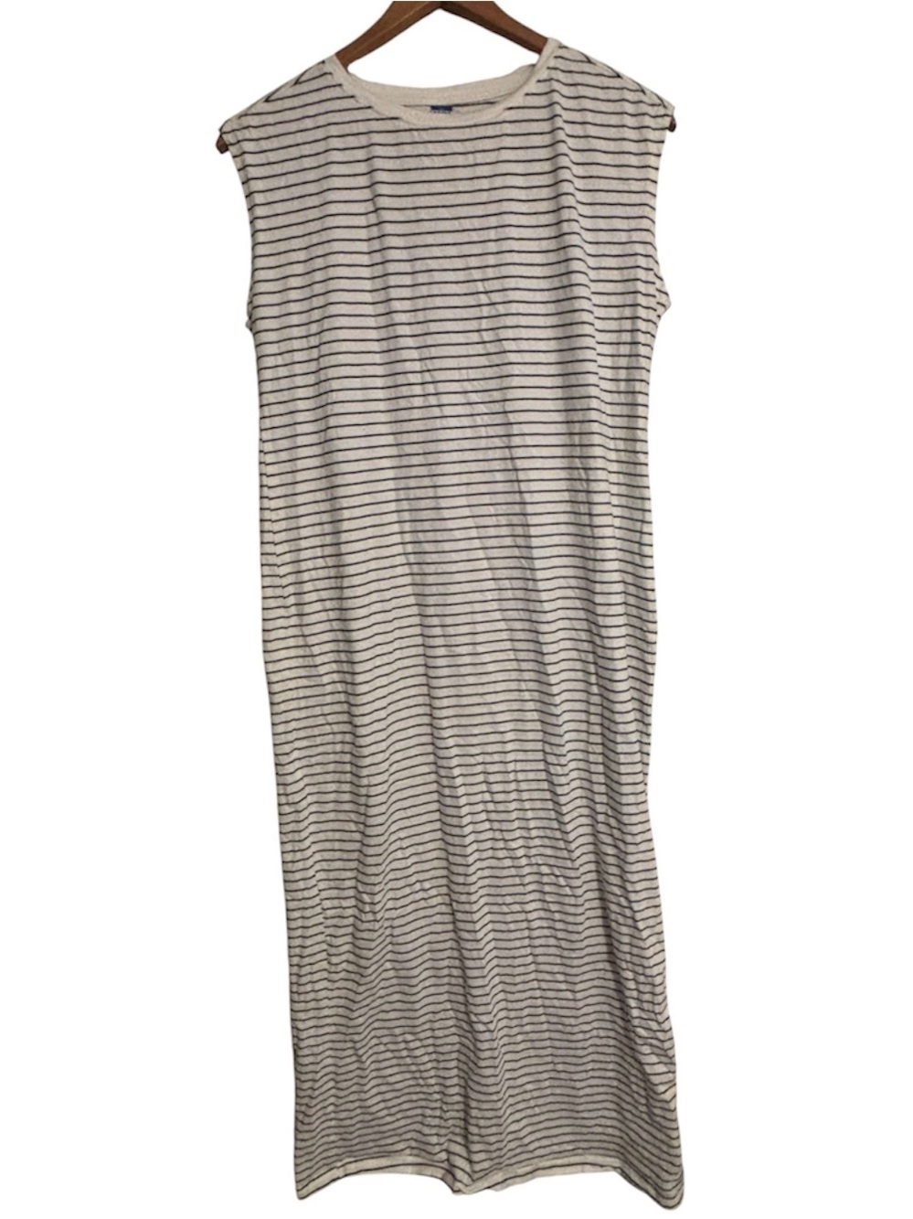 Women's Sleeveless Navy White Stripe Maxi Length Dress Size M Old Navy NWOT